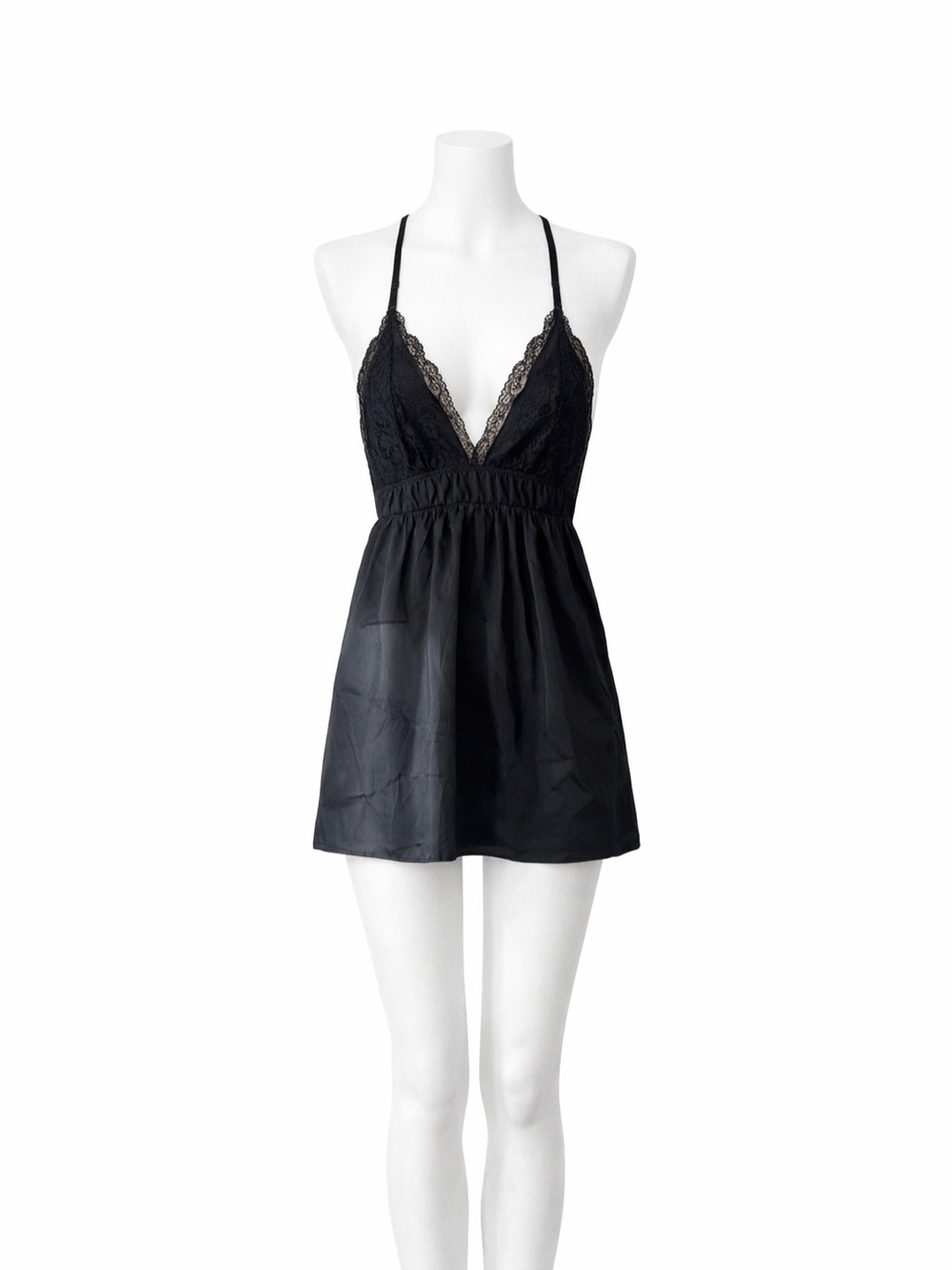 shein Black Lace Trim sexy chemise side medium
